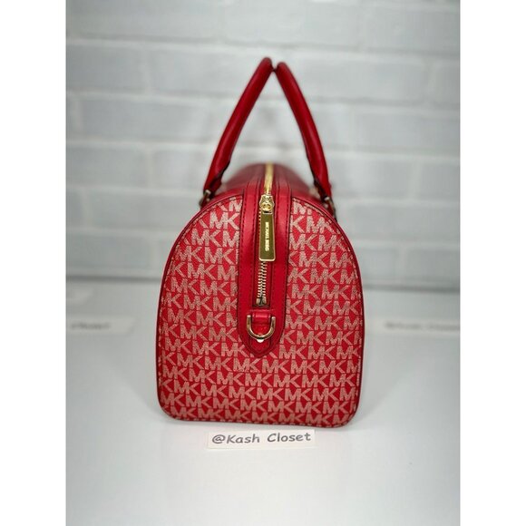 Michael Kors duffle bag satchel jet set travel purse MK signature bright red mlt - Picture 2 of 8